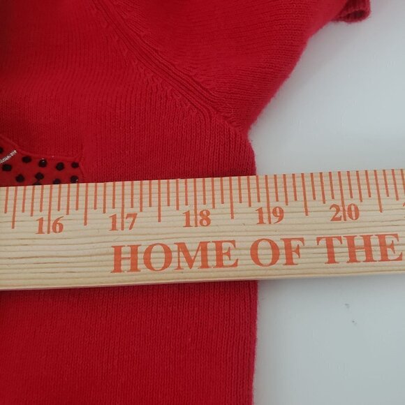 Berek Dog Cardigan Red Knit Cotton Blend V Neck Sweater Womens Size Large - Picture 14 of 15